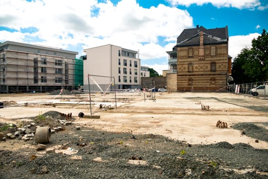 Empty foundation after building demolition in Wetzlar,Germany