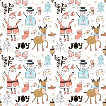 Seamless pattern of christmas and new year elements. Vector Illustration.