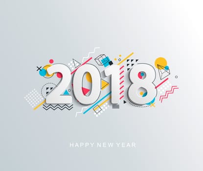 Modern creative new 2018 year design card. Vector illustration.