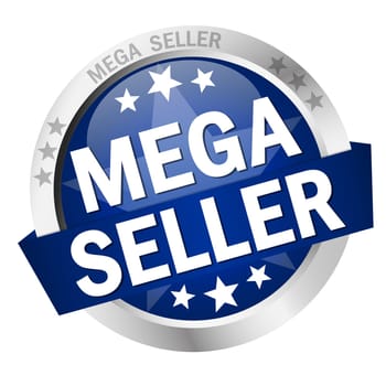 colored button with banner and text Mega Seller