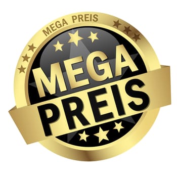 colored button with banner and text Mega Price