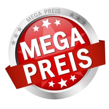 colored button with banner and text Mega Price