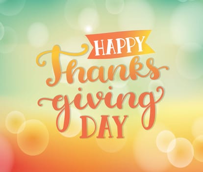 Happy thanksgiving day - autumn card on bocah background. Vector illustration.