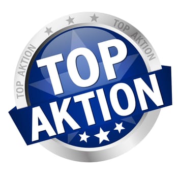 colored button with banner and text Top action
