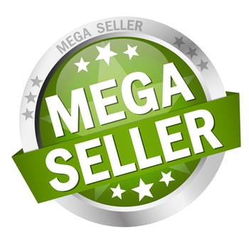 colored button with banner and text Mega Seller