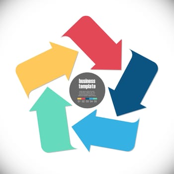 colored template of business info graphic with different options showing team work process