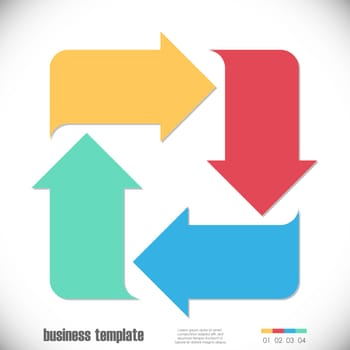 colored template of business info graphic with different options showing team work process