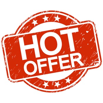 red round stamp with scratches and text hot offer