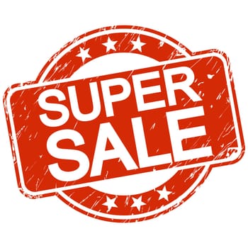red round stamp with scratches and text super sale