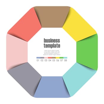 colored template of business info graphic with different options showing team work process