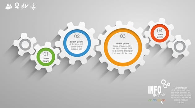 gear wheels info graphic for cooperation or teamwork symbolism with different options