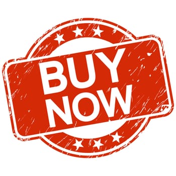 red round stamp with scratches and text buy now
