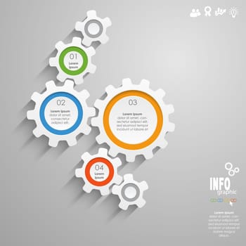 gear wheels info graphic for cooperation or teamwork symbolism with different options