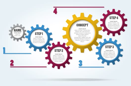 gear wheels info graphic for cooperation or teamwork symbolism with different options
