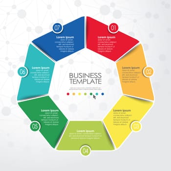 colored template of business info graphic with different options showing team work process