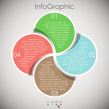 colored template of business info graphic with different options showing team work process