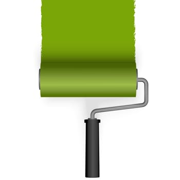 paint roller brushs a line from top colored green