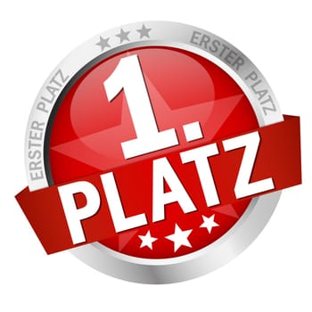 colored button with banner and text 1st place