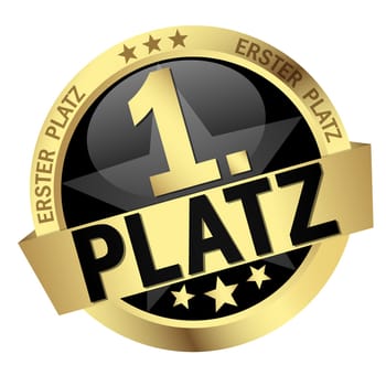 colored button with banner and text 1st place