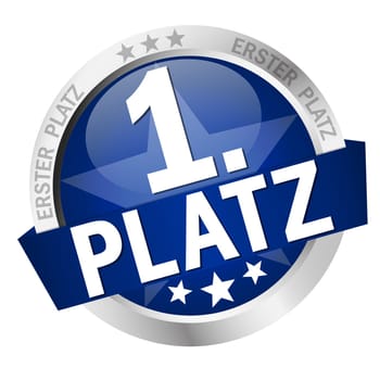 colored button with banner and text 1st place