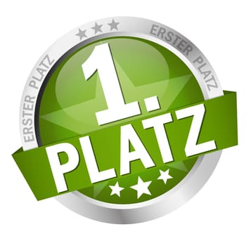 colored button with banner and text 1st place