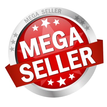 colored button with banner and text Mega Seller