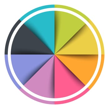 colored template of business info graphic with different options showing team work process