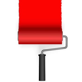 paint roller brushs a line from top colored red