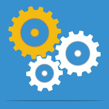 gear wheels for cooperation or teamwork symbolism on blue background