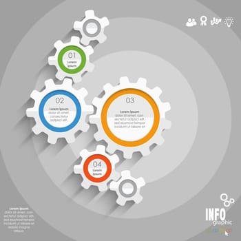 gear wheels info graphic for cooperation or teamwork symbolism with different options