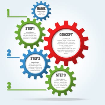 gear wheels info graphic for cooperation or teamwork symbolism with different options