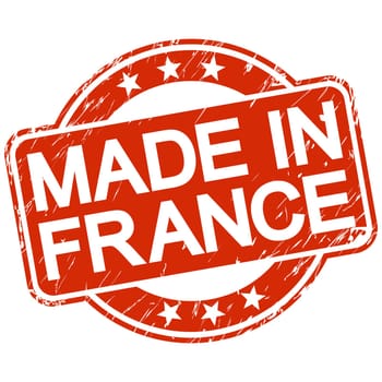red round stamp with scratches and text made in France