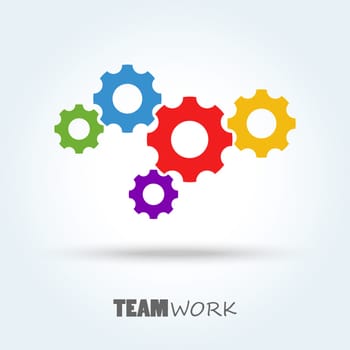 colored gear wheels for team work symbolism