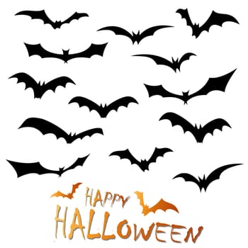 collection of different black colored illustrated bats for Halloween layouts