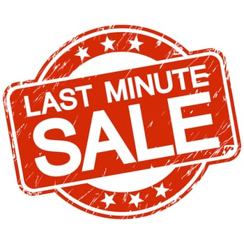 red round stamp with scratches and text last minute sale