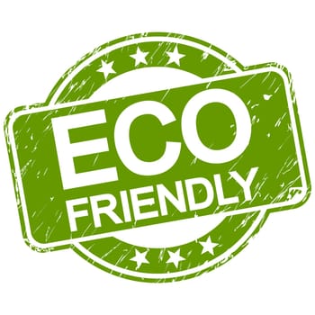 green round stamp with scratches and text eco friendly