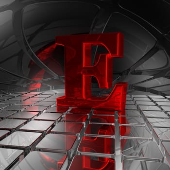 capital letter e in mirror environment - 3d illustration