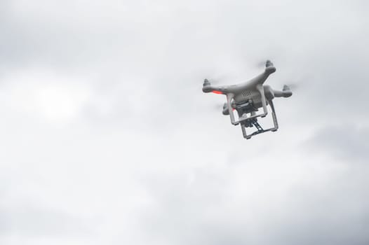 The flying drone copter with digital camera
