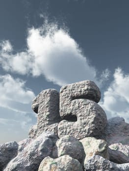number fifteen made of stone - 3d illustration