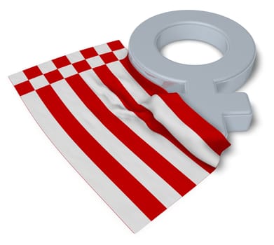 symbol for female and flag of bremen - 3d illustration