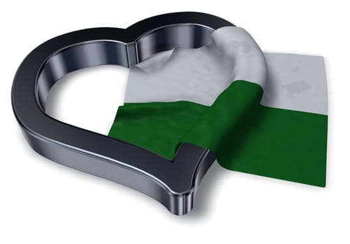 flag of saxony and heart symbol - 3d illustration