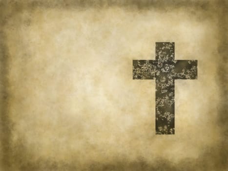 christian cross on grunge background - illustration