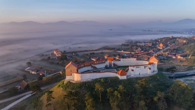 Aerial view of the Feldioara fortress. Transylvania, Romania
