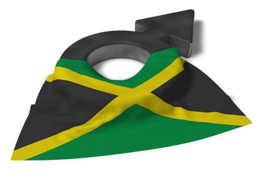 symbol for male and flag of jamaica - 3d illustration