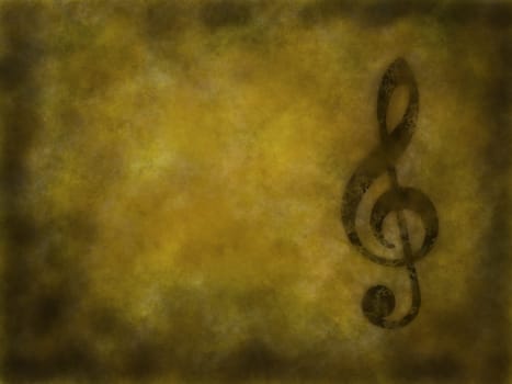 clef on yellowed background - illustration