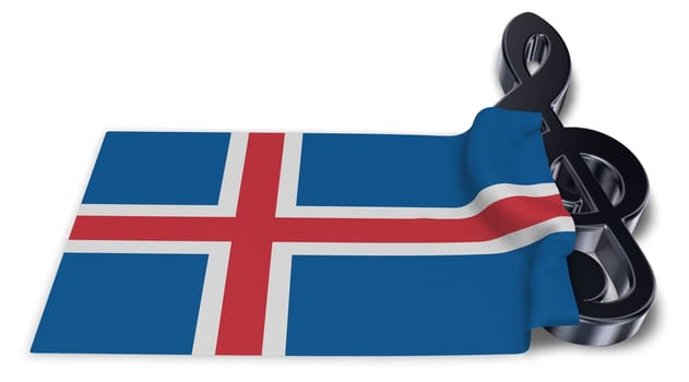 clef and Icelandic flag - 3d illustration