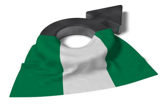 symbol for male and flag of nigeria - 3d illustration