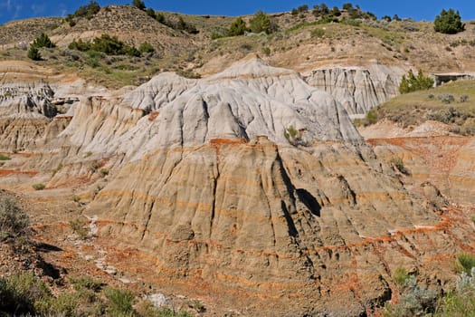 Colorful Badlands Formations in Theodore Roosevelt National Park in North Dakota