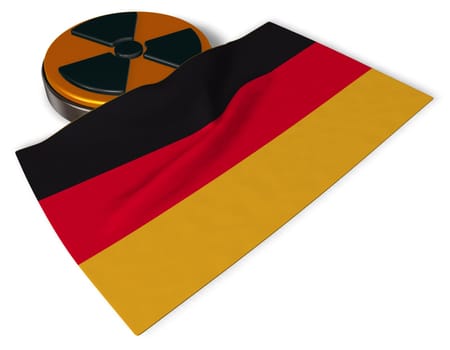 radioactive symbol and flag of germany - 3d illustration