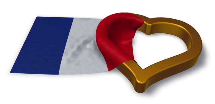 flag of france and heart symbol - 3d illustration